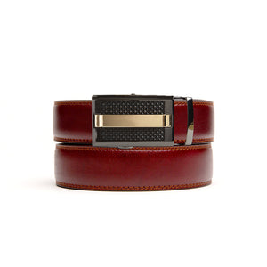 Coffee holeless belt strap with Buckingham buckle
