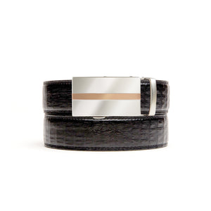 Black faux crocodile belt strap with Cumbria buckle