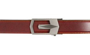 Aberdeen ratchet buckle on mahogany holeless belt strap