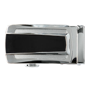 formal ratchet belt buckle in silver and black
