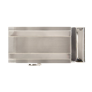 polished and burnished silver ratchet belt buckle