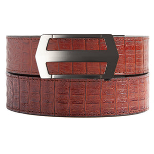 Devon Faux Cayenne Crocodile Leather Ratchet Belt