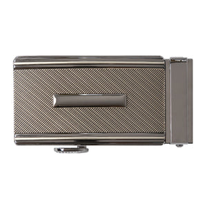 dusky black frame with hatch pattern ratchet belt buckle