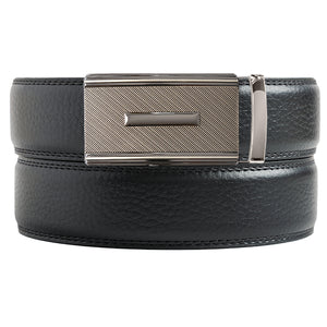 Durham Black Textured Leather Belt