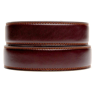 no hole leather belt strap in dark brown mahogany