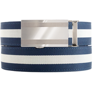 Manchester Navy/White Cloth Ratchet Belt