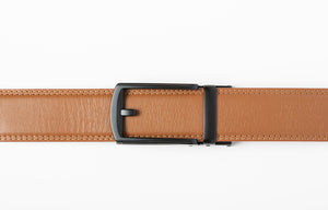 Midlothian ratchet buckle on tan holeless strap
