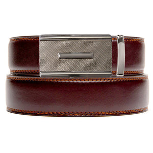 Durham black belt buckle on the Mahogany Strap