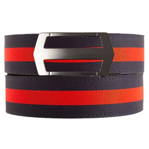 Devon minimalist belt buckle on the Navy / Red Cloth Strap