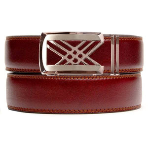 The Warwick rose gold belt buckle with the Coffee Strap
