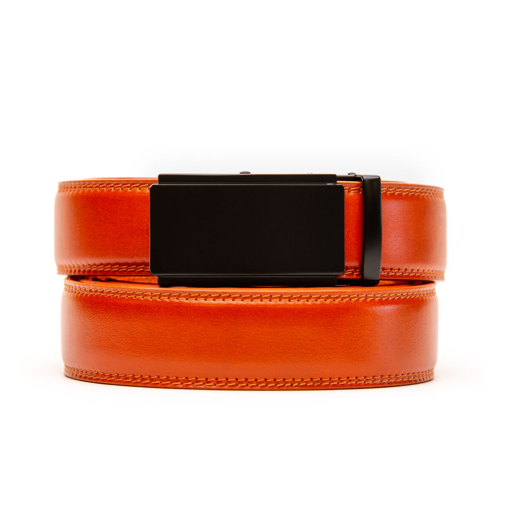 Apricot colored belt strap with the Sussex belt buckle