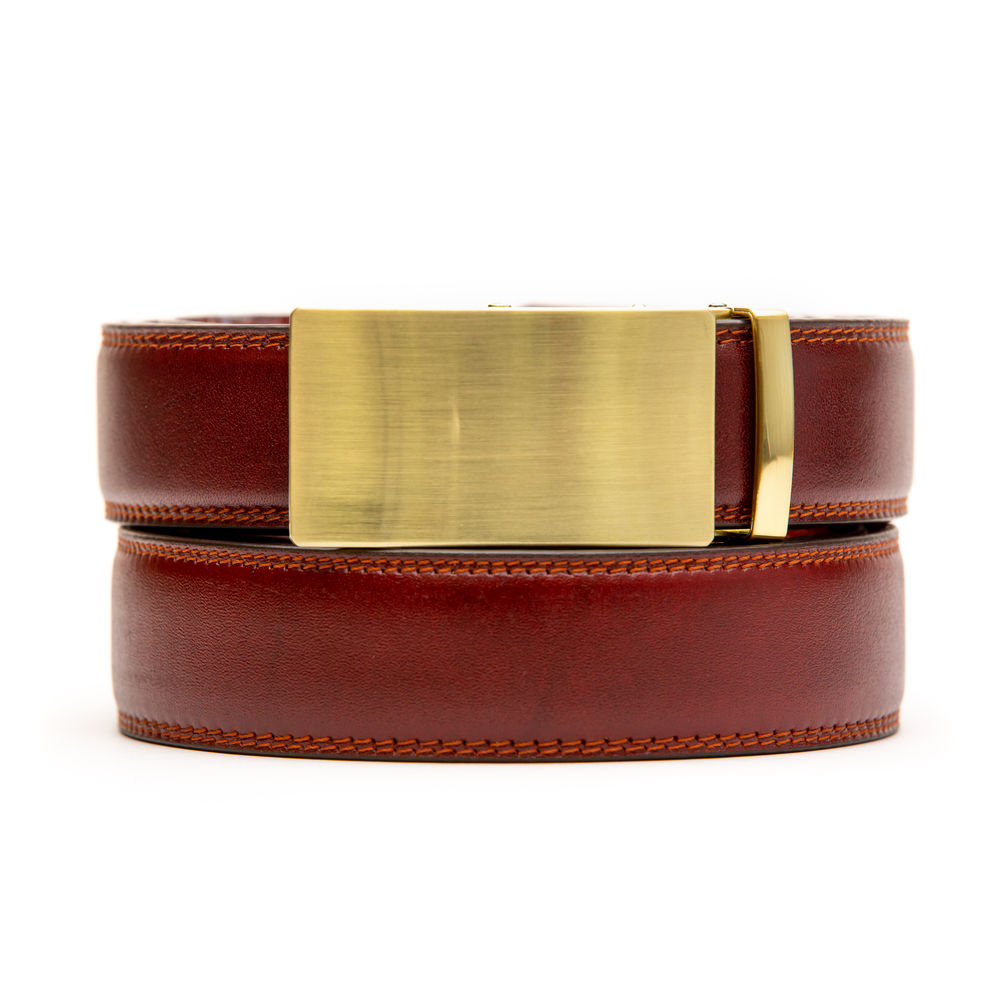 Coffee Leather belt strap and Somerset Ratchet Buckle