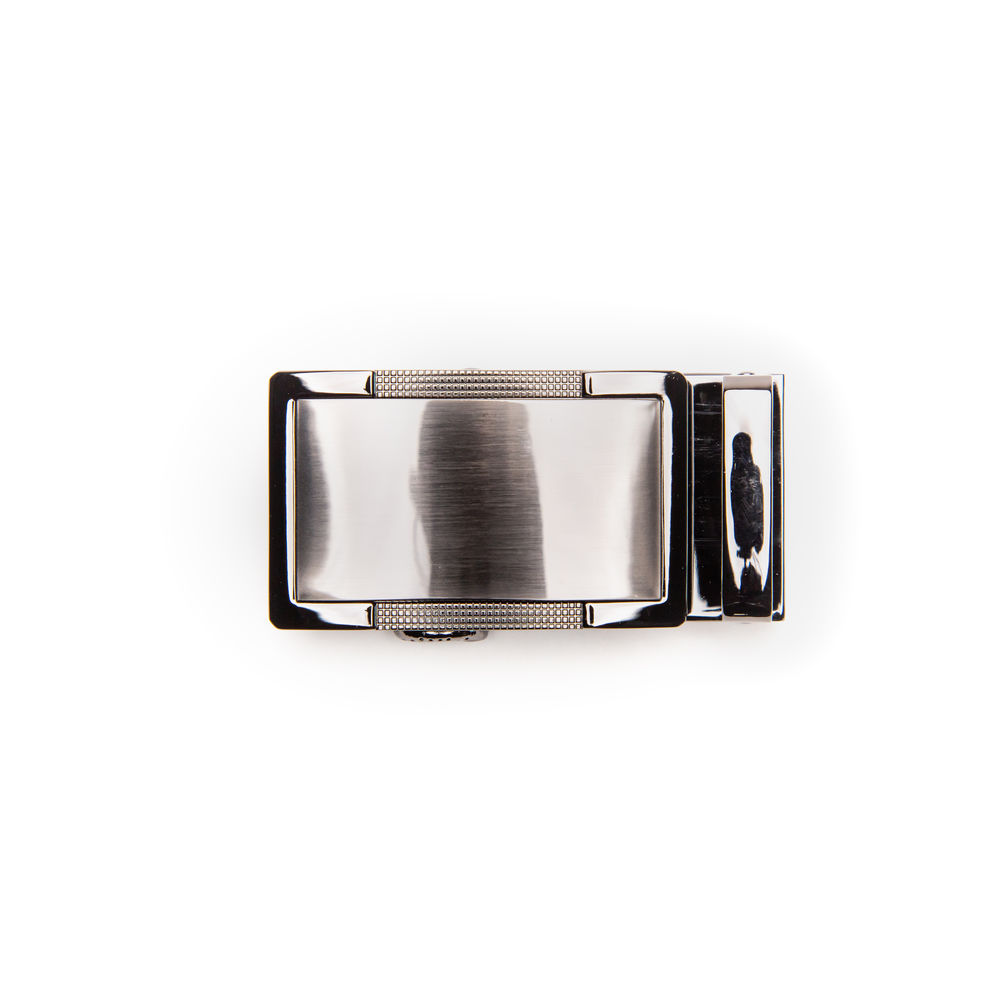 Hampshire Buckle - Polished black frame with brushed black middle and raised square pattern embellishment