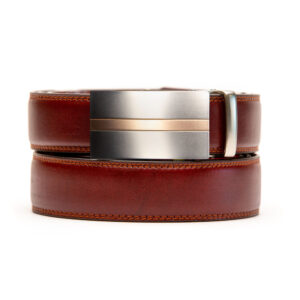 Coffee holeless belt strap and Cumbria ratchet buckle