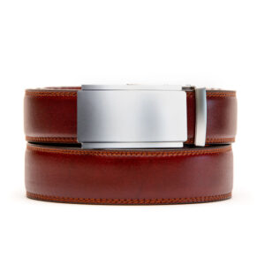 Silver Yorkshire Buckle on our Coffee Holeless leather strap
