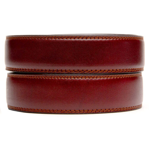 no hole leather belt strap in coffee color