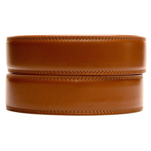 holeless leather belt strap in walnut color