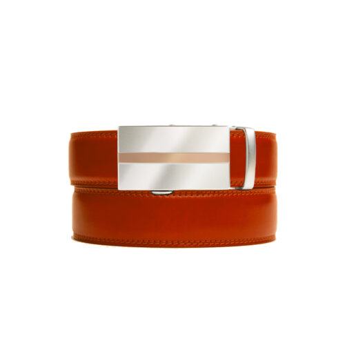 Apricot holeless belt strap with Cumbria buckle
