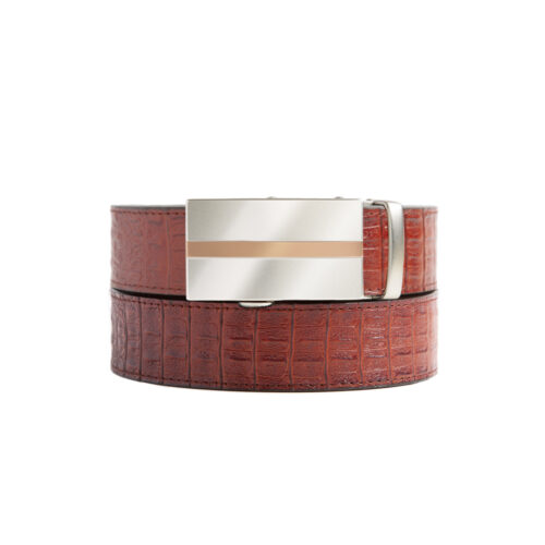 Cayenne colored faux crocodile belt strap with Cumbria buckle