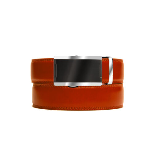 Apricot colored holeless belt strap with Norfolk ratchet buckle