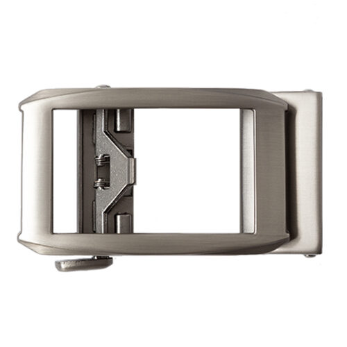 gunmetal finish with middle cut out ratchet belt buckle